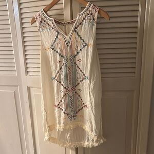 Embroidered Cream Sleeveless Top